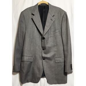 Canali Men's EU 54/ US 44 R Houndstooth Silk/Wool 3-Button Blazer Jacket